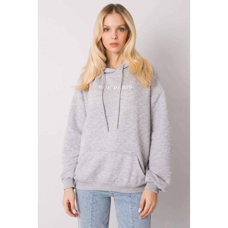 MladaModa Prešívaná mikina klokanka Hanna s kapucňou šedá 62639609