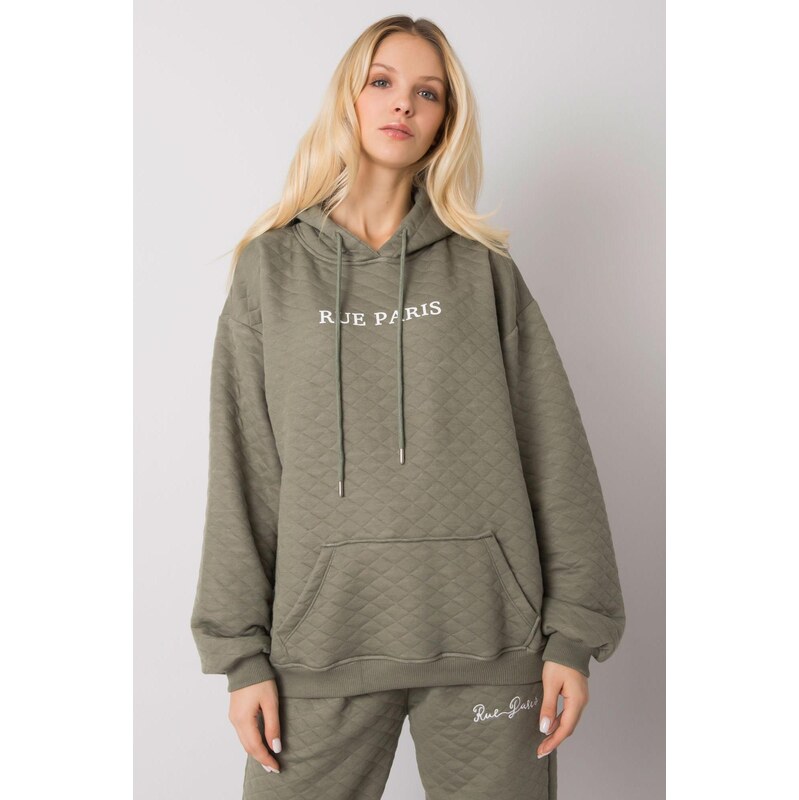 MladaModa Prešívaná mikina klokanka Hanna s kapucňou farba khaki 62639611