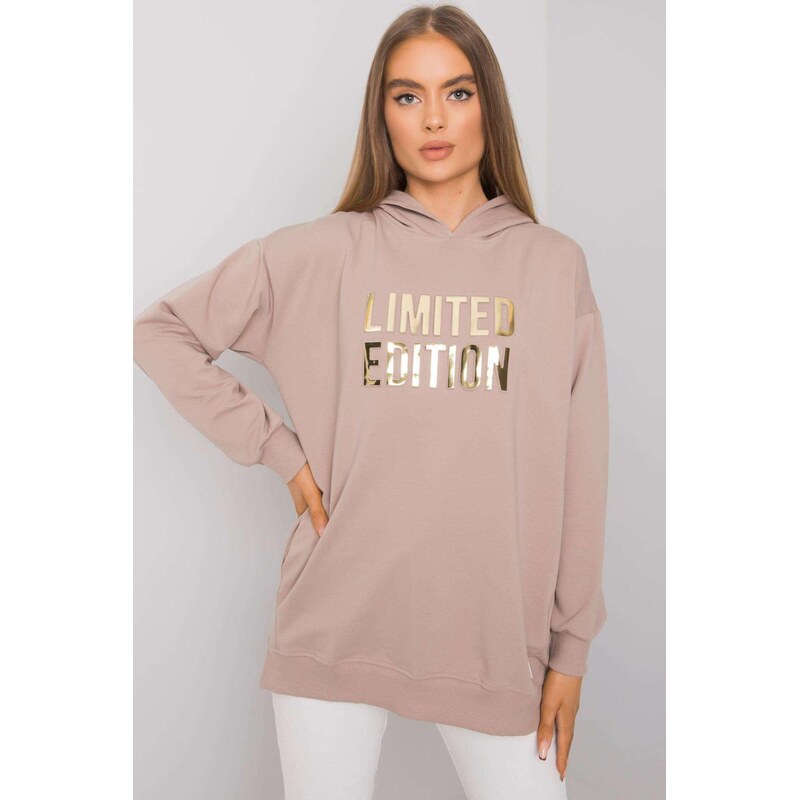 MladaModa Mikina s kapucňou a nápisom Limited Edition béžová 62639628