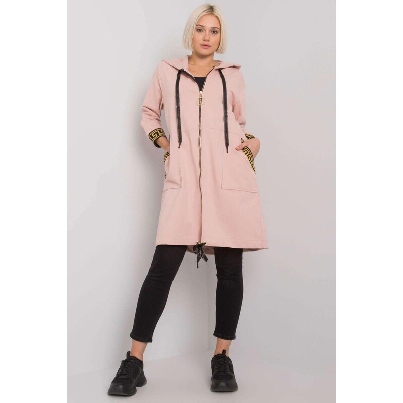 MladaModa Predlžená mikina Lisbon s kapucňou pudrovo ružová 62639665