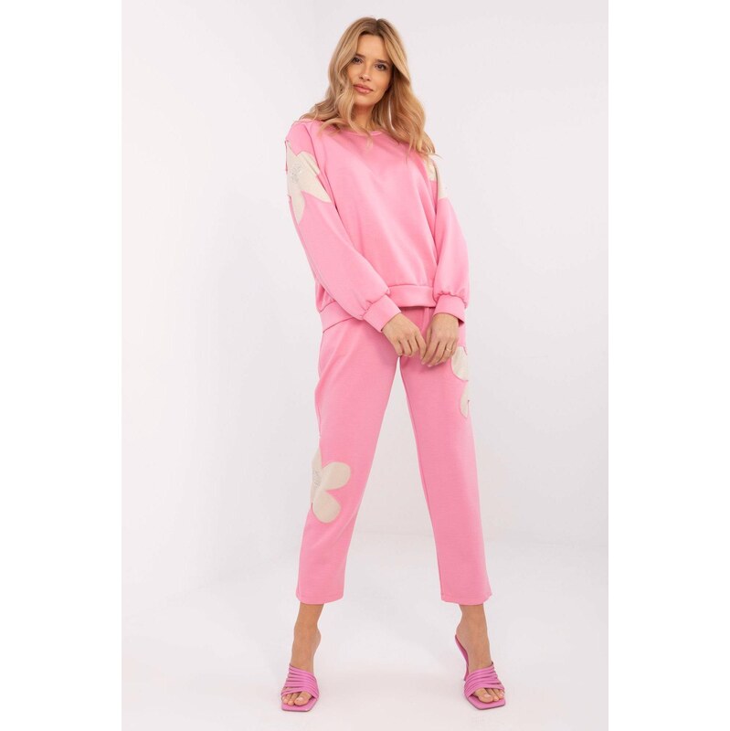 MladaModa Tepláková súprava s kvetinovou aplikáciou model 12260 jasná 62639674