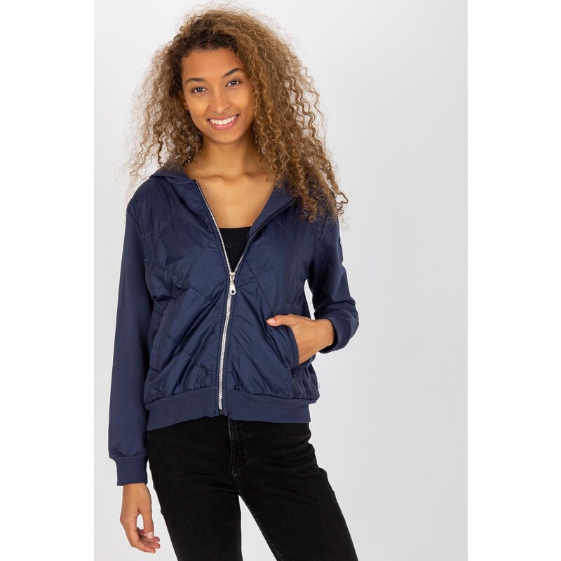 MladaModa Prešívaná mikina bomberka so zipsom a kapucňou model 22611 62639579