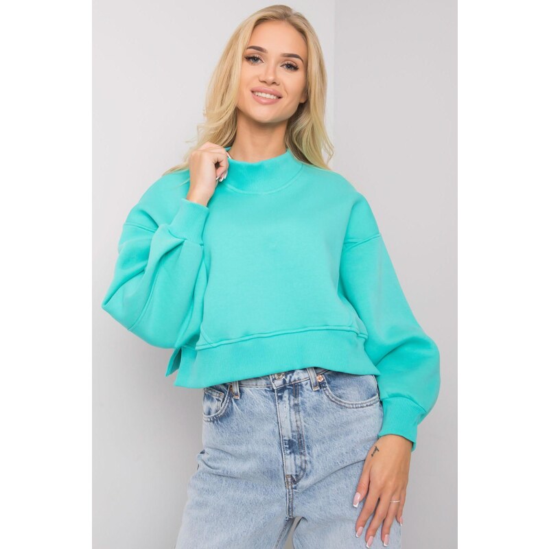MladaModa Krátka mikina Thilde bez kapucne tyrkysová 62639655