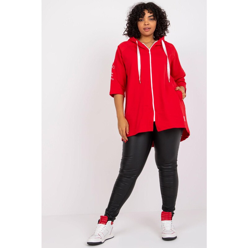 MladaModa Oversize bavlnená mikina Miley s kapucňou červená 62639662