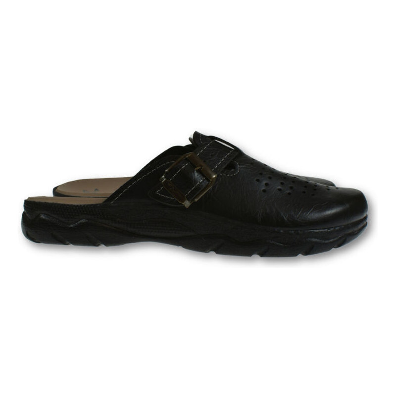 JOHN-C Pánske čierne klinové šľapky JOEL 62643775