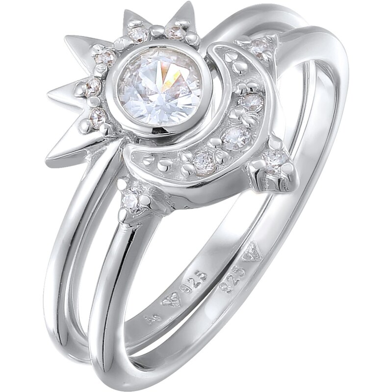 ELLI Prsteň Sonne und Mond strieborná / priehľadná 62661987