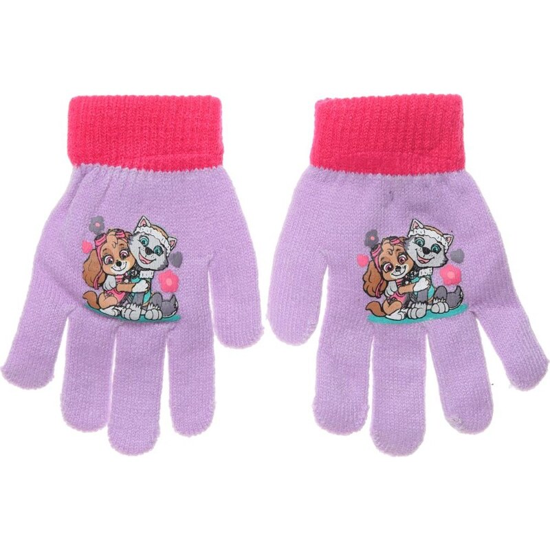 Fialové dievčenské rukavice Paw Patrol - Skye a Everest 65151348
