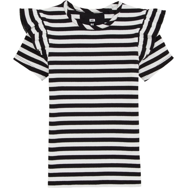 WE Fashion Tričko čierna / biela 62662304
