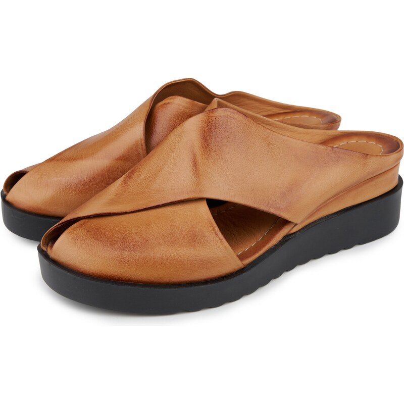 Vlnka Dámske kožené šľapky Helga hnedá veľkosti obuvi - dospelí 38 65798909