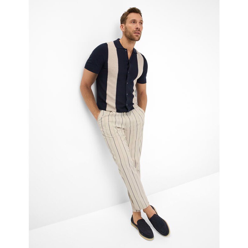 Pánske pruhované ľanové nohavice BRAX relaxed fit 62679255