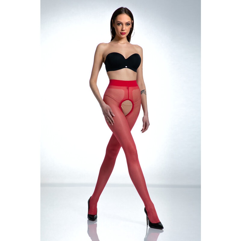 Zvodné crotchless lesklé pančuchy HIP GLOSS 20 DEN Amour 67582003