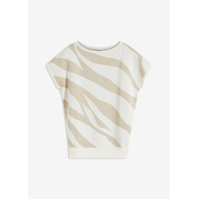 bonprix Pulóver s ligotavým vláknom, farba biela 62679619