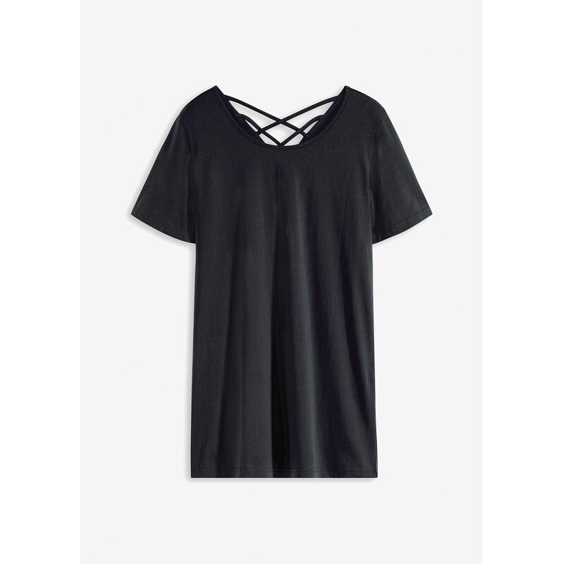 bonprix Nočná košeľa s výstrihom na chrbáte, farba čierna 62741391