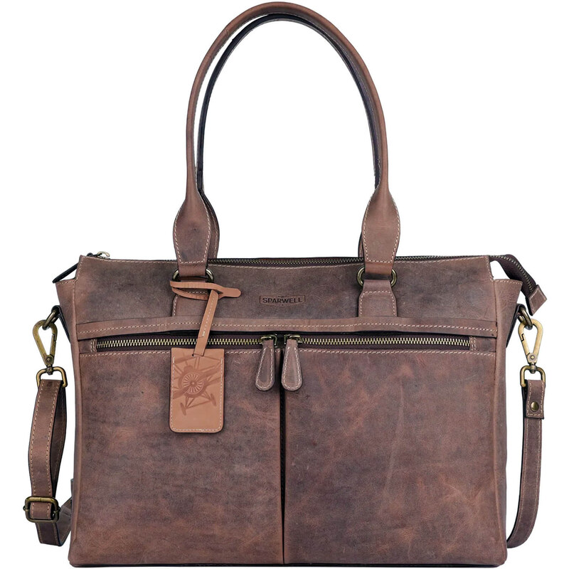 Dámska kožená kabelka na notebook Sparwell Bardot - koňak 62687390