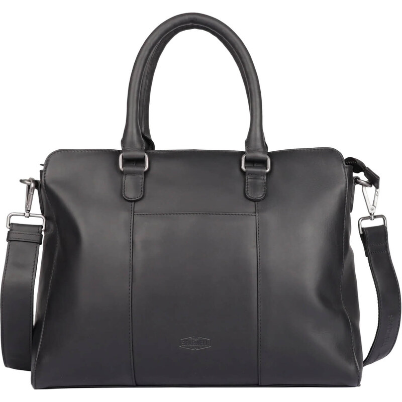 Dámska kožená kabelka na notebook Sparwell Vika - čierna 62687392