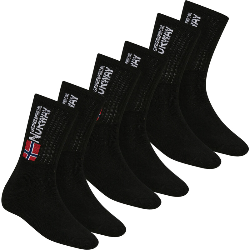 Pánske Športové Ponožky Geographical Norway 3 páry/ bal. čierne Čierna 62692044