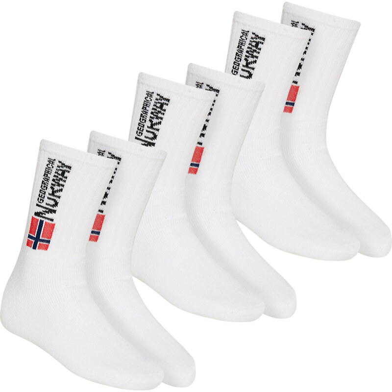 Pánske Športové Ponožky Geographical Norway 3 páry/ bal. biele Biela 62692045
