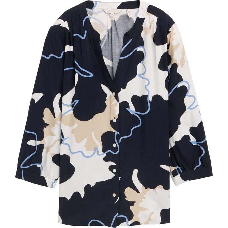 TOM TAILOR Blúzka béžová / námornícka modrá / modrosivá / biela 65645022