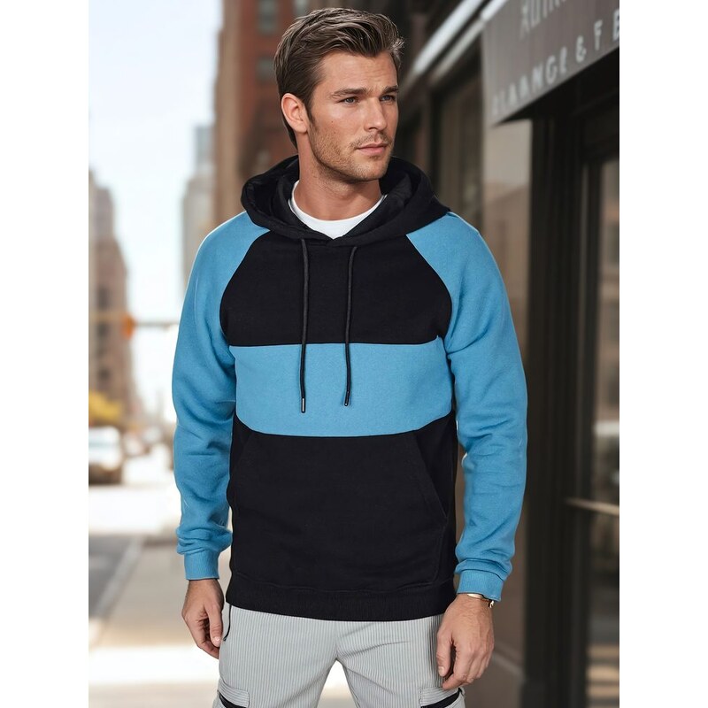 Dstreet Pánska modrá a čierna mikina s kapucňou 62700587