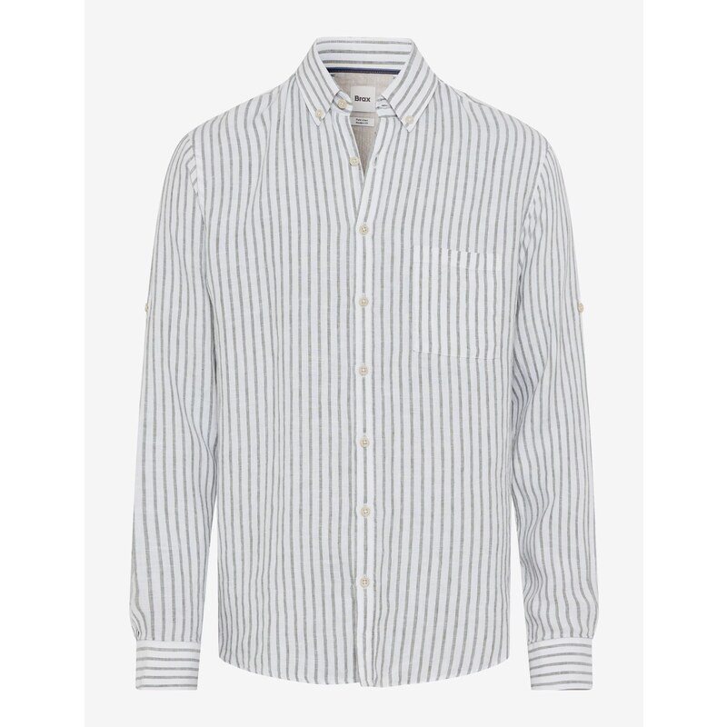 Pánska ľanová zelenkavá košeľa BRAX regular fit 62701457