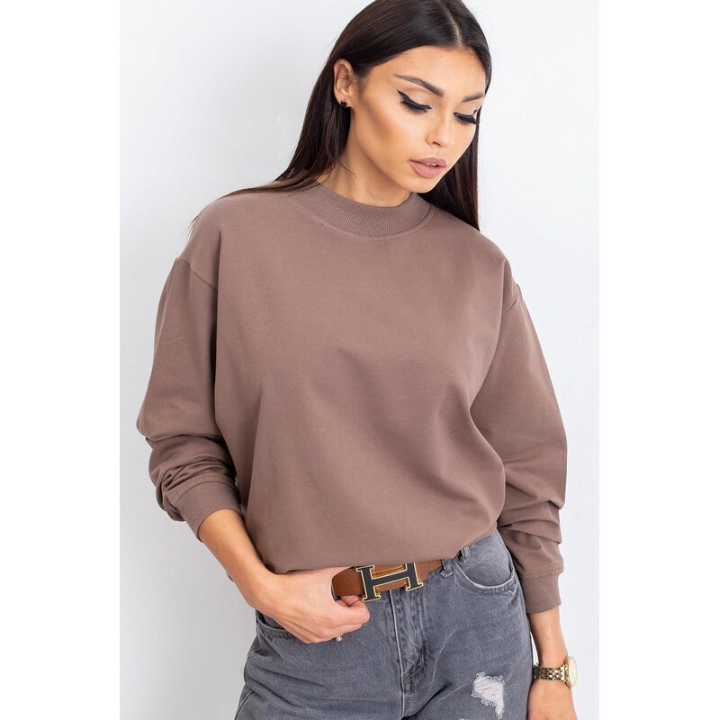 MladaModa Voľná mikina Twist so stojačikom farba cappuccino 62701941