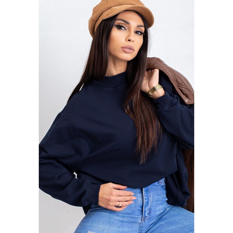 MladaModa Voľná mikina Twist so stojačikom námornícka modrá 62701943