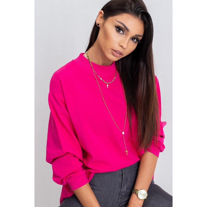 MladaModa Voľná mikina Twist so stojačikom fuksiová 62701945