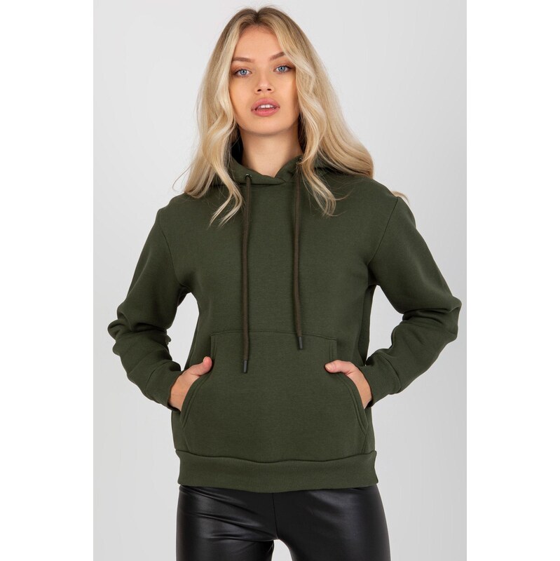 MladaModa Mikina klokanka s kapucňou model 12498 farba khaki 62701953