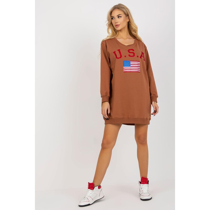 MladaModa Predĺžená mikina s aplikáciou zo zirkónov model 19223 farba 62701988