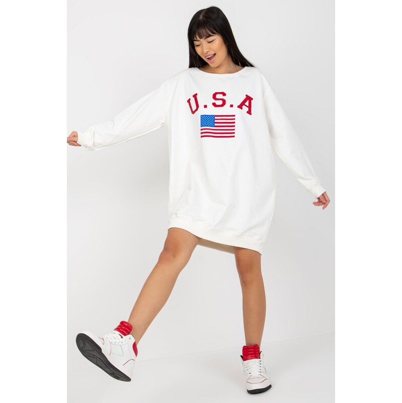 MladaModa Predĺžená mikina s aplikáciou zo zirkónov model 19223 farba 62701990