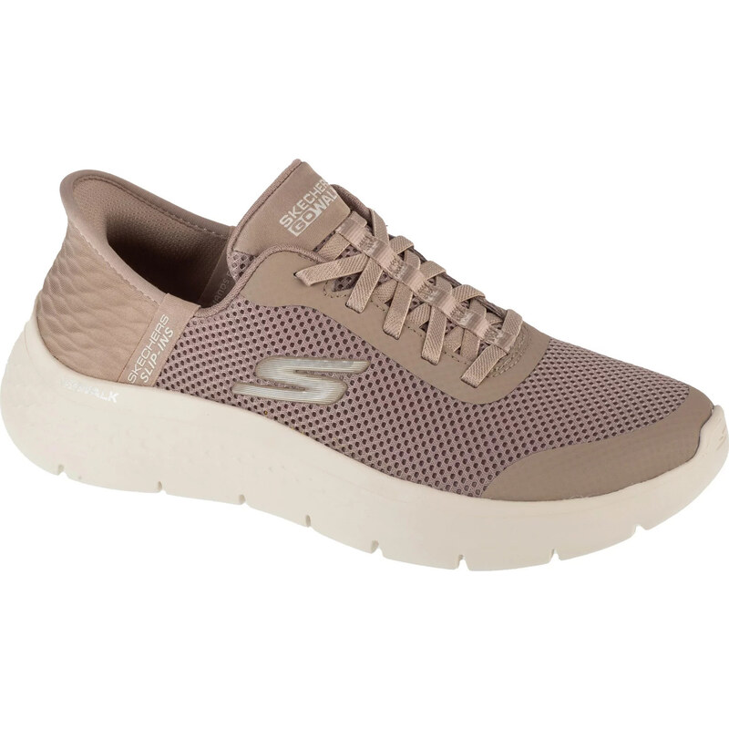 Béžové taupe dámske športové tenisky Skechers Slip-Ins: GO WALK Flex - 62337001