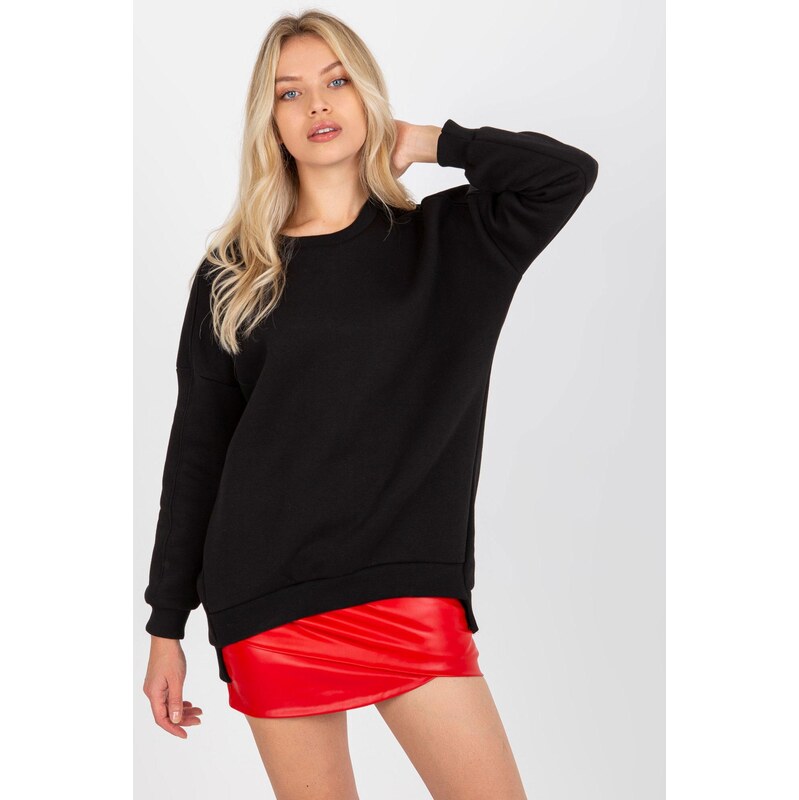 MladaModa Asymetrická mikina bez kapucne model 26151 čierna 62701933