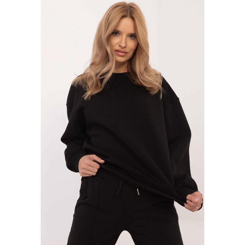 MladaModa Zateplená mikina bez kapucne model 28022 čierna 62702463