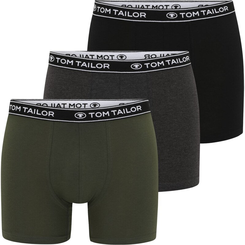 TOM TAILOR Boxerky svetlosivá / sivá melírovaná / olivová / čierna 62707012