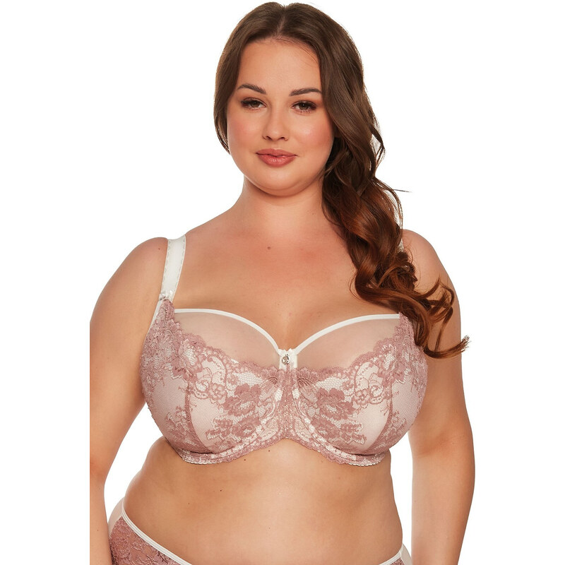 Maxi podprsenka BSM 1244 Ranita púdrovo ružová s ecru - Gaia 62703581