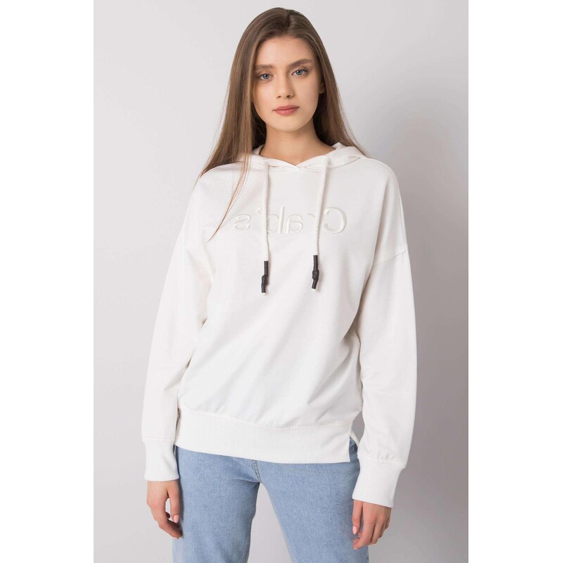 MladaModa Mikina Nellie s kapucňou a s vyšívaným nápisom farba ecru 62713758