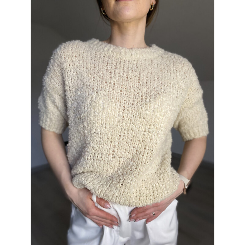 modnenakupy.sk Dámsky béžový sveter s krátkym rukávom CARLY 62707504