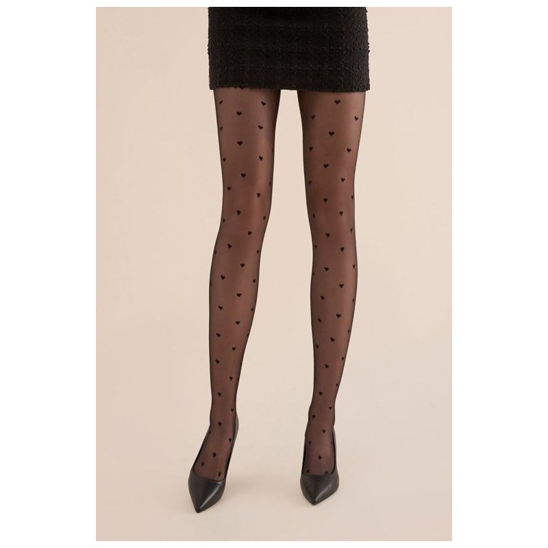 Gabriella Pančuchové nohavice Emily čierne so srdiečkami 20 DEN 62839742
