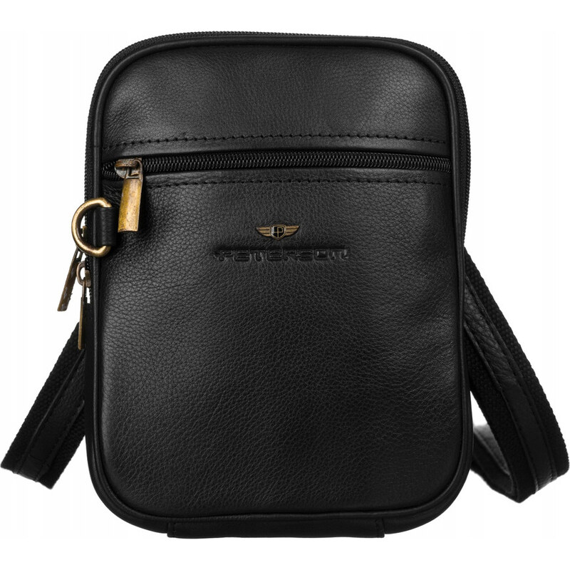 Peterson Čierna kožená taška cez rameno [DH] PTN 1113-NDM BLACK 47996319