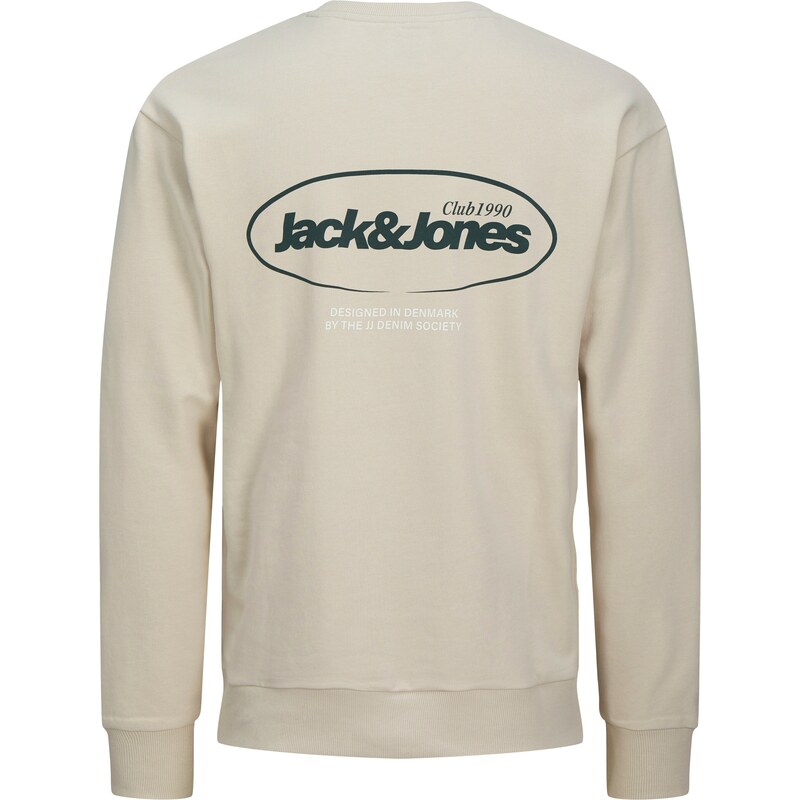 JACK & JONES Mikina JJEBradley béžová / tmavozelená / biela 62729685