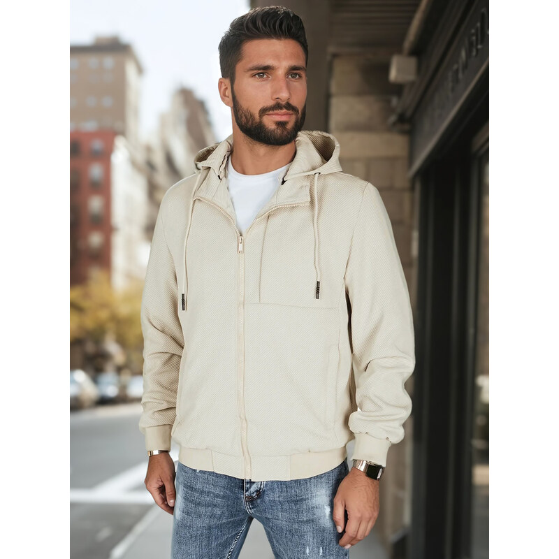 Kurtka męska przejściowa z kapturem beżowa Dstreet 64677590