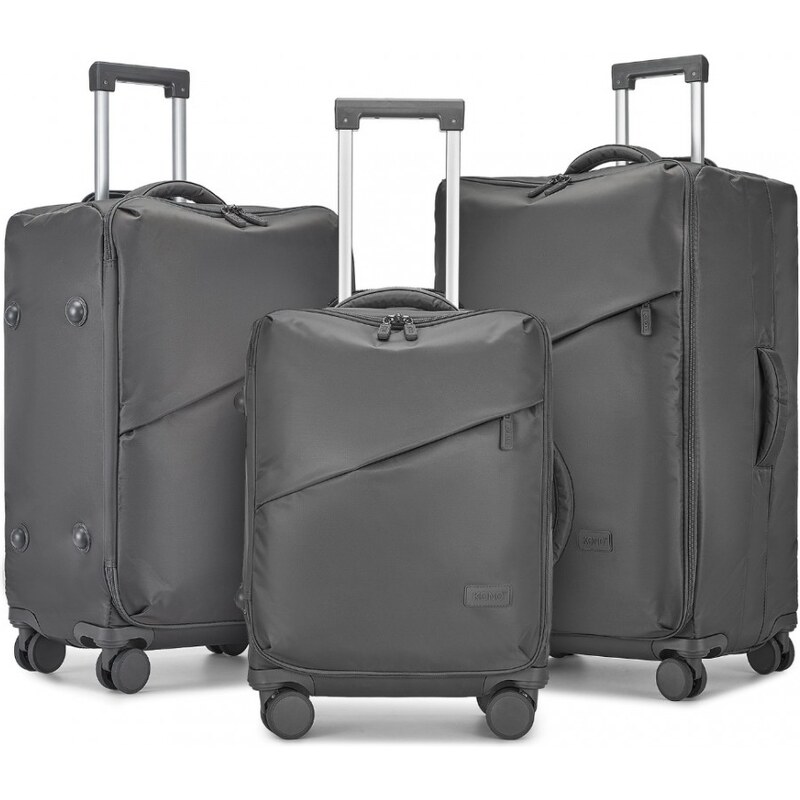 KONO Set kufrov - Soft shell, látkový s TSA zámkom, šedý 62738699