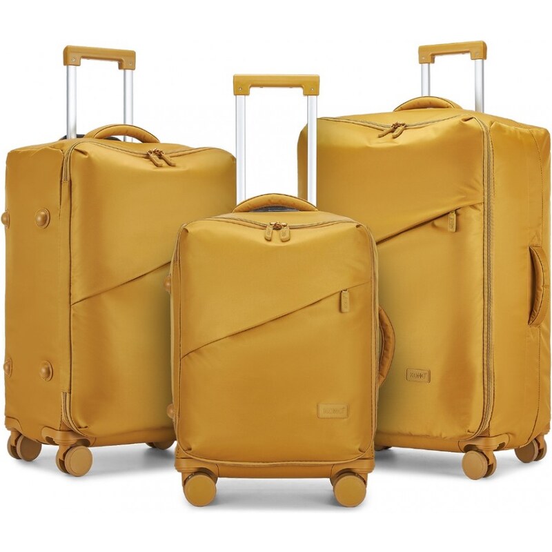 KONO Set kufrov - Soft shell, látkový s TSA zámkom, žltý 62738698
