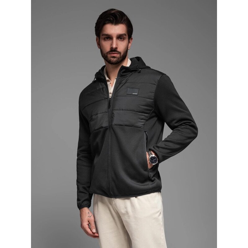 Ombre Clothing Moderná čierna pánska prechodná bunda V5 JANP-160 62738749