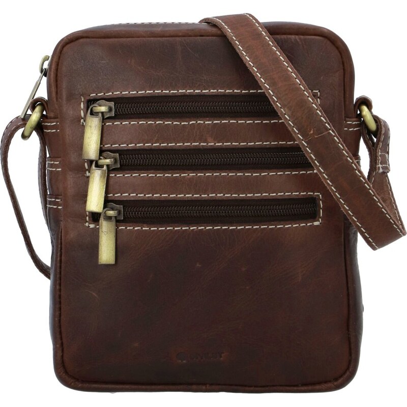 DIVILEY Pánska kožená taška cez rameno Robin tm. hnedá 22554633