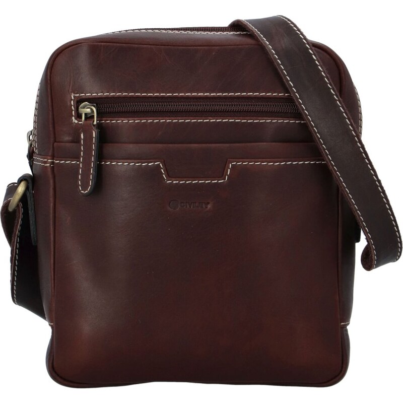DIVILEY Pánska kožená taška cez rameno Bastien hnedá II 27976643