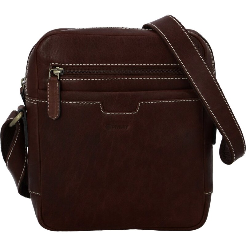 DIVILEY Pánska kožená taška cez rameno Bastien hnedá I 48533908
