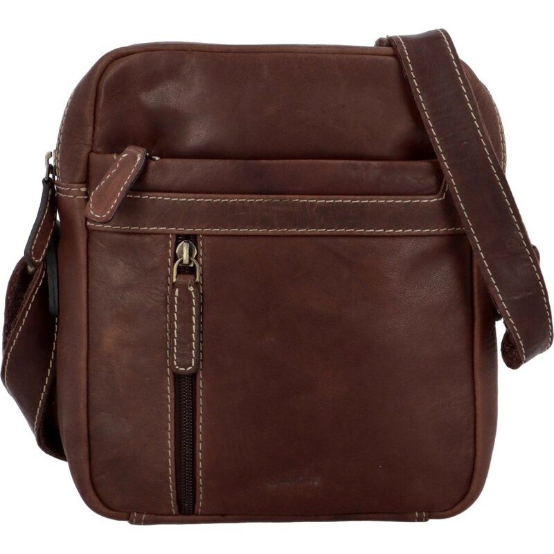 DIVILEY Pánska kožená taška cez rameno Cyril hnedá 30920846