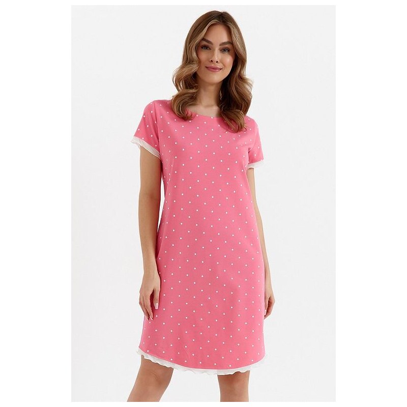 Cana Nočná košieľka Emotion ružová s bielymi bodkami 62839743