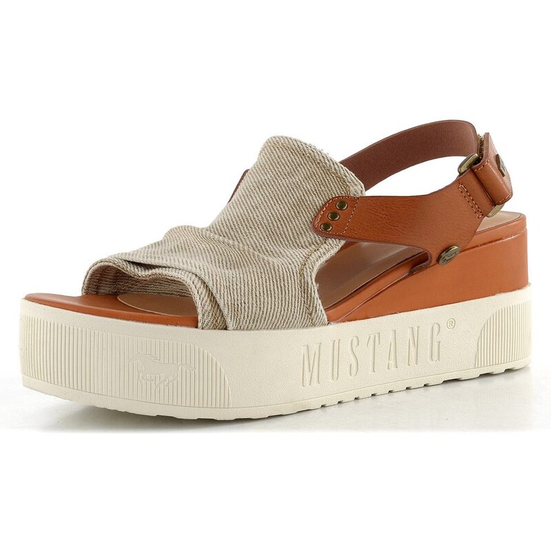 Mustang sandále na platforme s klinom jeansbeige 1459-804-429 62752581
